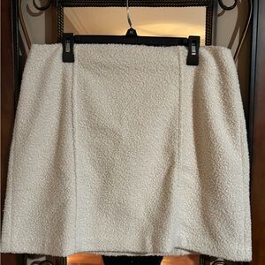 Ann Taylor Cream Bouclé A-Line Skirt